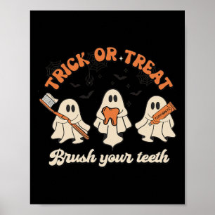 Trick or treat borstel je tanden Halloween Dental Poster
