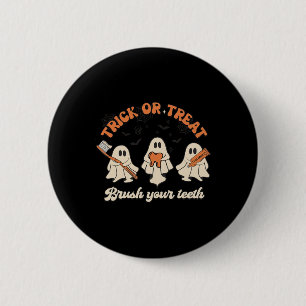 Trick or treat borstel je tanden Halloween Dental Ronde Button 5,7 Cm