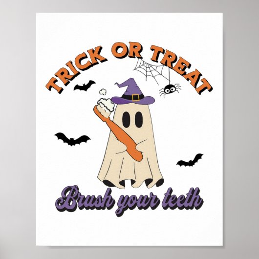Trick or treat Borstel je tanden mondhygiënist H Poster (Voorkant)