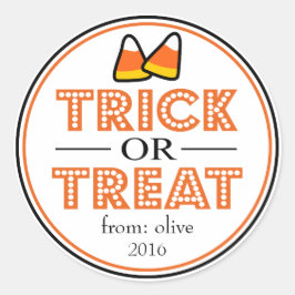 Trick or treat Candy Corn (zwart/Oranje) Ronde Sticker