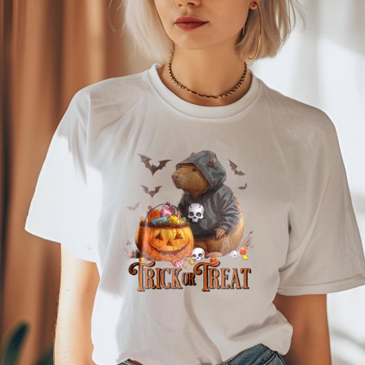 Trick or treat Capybara Halloween Funny Tri-Blend Shirt
