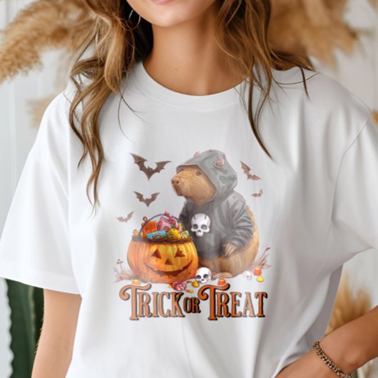 Trick or treat Capybara Halloween Funny Tri-Blend Shirt