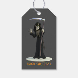 Trick or Treat. Cartoon Grim Reaper Cadeaulabel