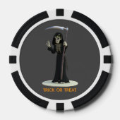 Trick or Treat. Cartoon Grim Reaper Poker Chips (Voorkant)