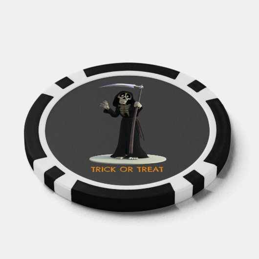 Trick or Treat. Cartoon Grim Reaper Poker Chips (Enkel)