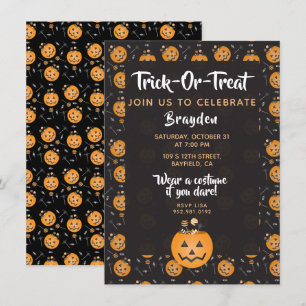 Trick or treat Celebrate Pumpkin Snoep personalise Kaart