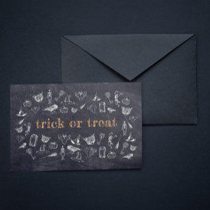 Trick or treat  Chalkboard Halloween Briefkaart
