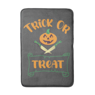 Trick or treat crossbones Halloween pompoen gezich Badmat