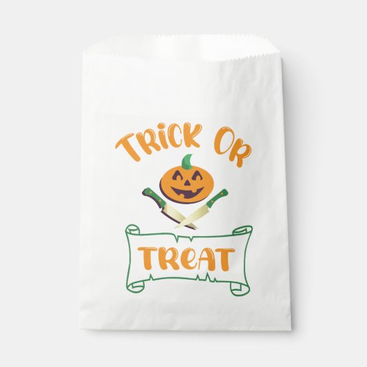Trick or treat crossbones Halloween pompoen gezich Bedankzakje (Voorkant)