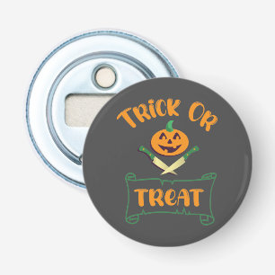 Trick or treat crossbones Halloween pompoen gezich Button Flesopener