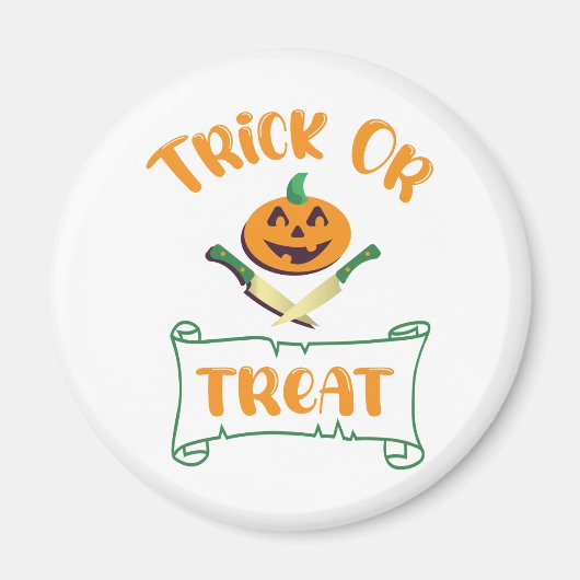 Trick or treat crossbones Halloween pompoen gezich Magneet (Voorkant)