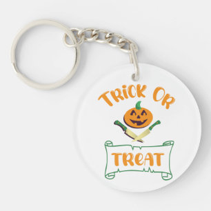 Trick or treat crossbones Halloween pompoen gezich Sleutelhanger
