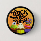 Trick or treat Cupcake Monster Round Button (Voorkant)
