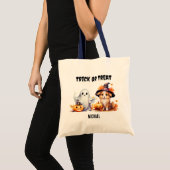 Trick or treat Custom Ghost Puppy Halloween Snoep Tote Bag (Voorkant (product))