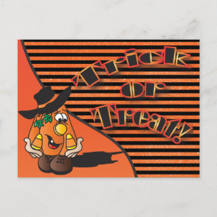 Trick or treat Cute Cartoon Pumpkin   Halloween Briefkaart