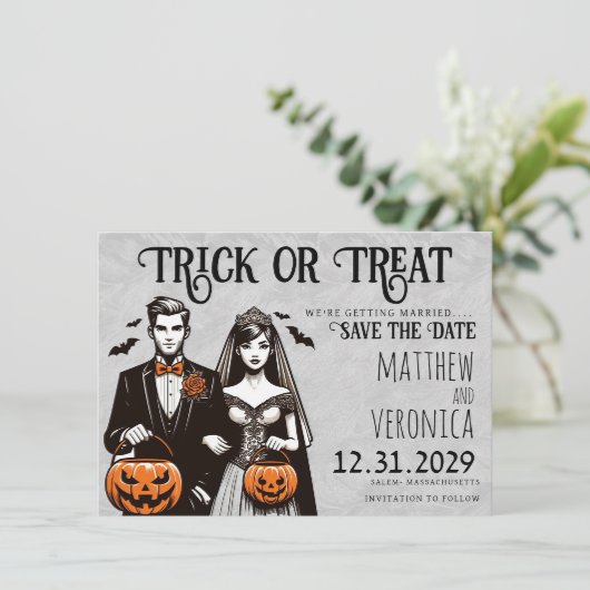 Trick or treat De datum opslaan Kaart (Staand voorkant)