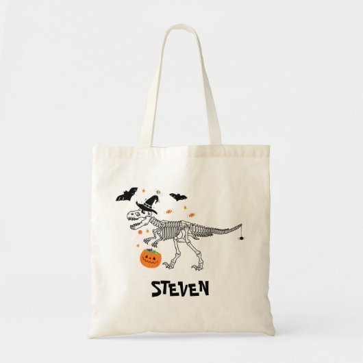 Trick or treat Dinosaur met Witch Pet Halloween Tote Bag (Voorkant)