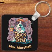 Trick or treat Dog - Night Owl Violet Zwart Sleutelhanger (Achterkant)
