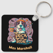 Trick or treat Dog - Night Owl Violet Zwart Sleutelhanger (Achterkant)
