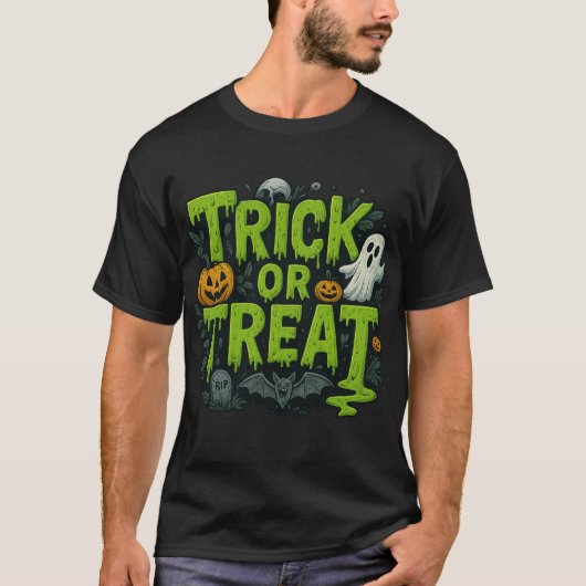 Trick or Treat Dripping Font T-Shirt  (Devant)