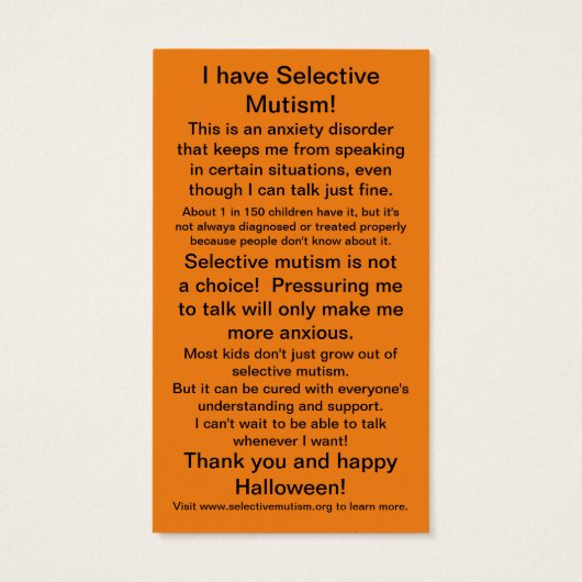 Trick-or-Treat du mutisme sélectif (Dos)