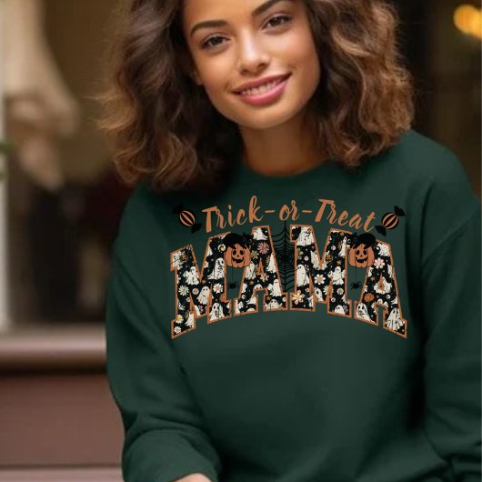 Trick or Treat Floral Print Mama Sweatshirt