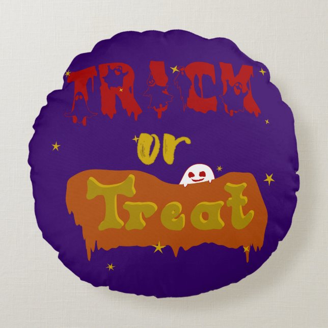 Trick or treat Funny Boo Halloween Rond Kussen (Voorkant)
