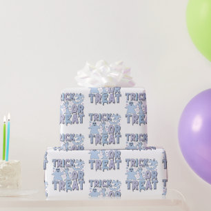 Trick or Treat Geesten Cute Witte Halloween Cadeaupapier