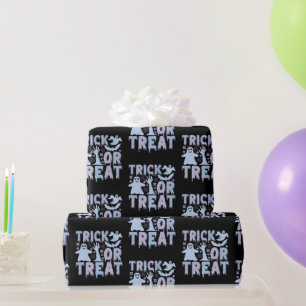 Trick or Treat Geesten Cute Zwarte Halloween Cadeaupapier
