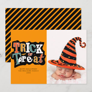 Trick Or Treat Gelukkig Halloween Foto Kaart
