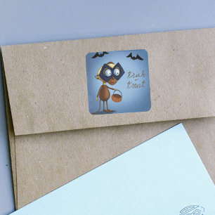 Trick or treat gemaskerde apenvleermuizen vierkante sticker