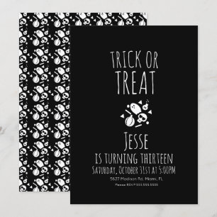 Trick or treat Ghost Halloween Birthday Uitnodigin Kaart
