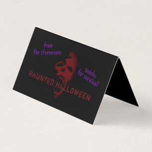 Trick or treat Goodie Bag Topper Scary Skull Card Visitekaartjes