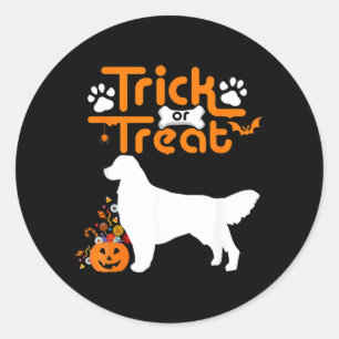 Trick Or Treat Goud Retriever Hond Halloween Ronde Sticker