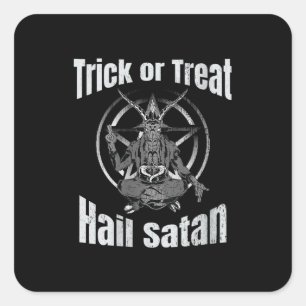 Trick or treat Hail Satan Pentagramgeit Vierkante Sticker