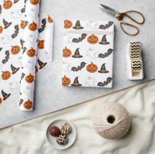 Trick-or-Treat Halloween Bat Pumpkin Ghost Witch Cadeaupapier