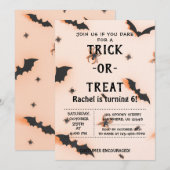 Trick or treat, Halloween Bats Invitation Kaart (Voorkant / Achterkant)