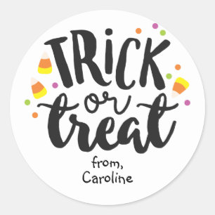 Trick or treat Halloween Candy Corn Cute Favor Bag Ronde Sticker