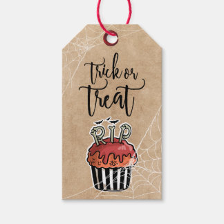 Trick or treat Halloween cupcake Cadeaulabel
