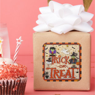 Trick or treat Halloween die monsterinspirativitei Vierkante Sticker