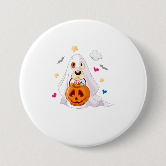 Trick or treat Halloween Dog Ghost Ronde Button 7,6 Cm (Voorkant)