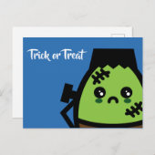 Trick or treat - Halloween - Egg Frankenstein Uitnodiging Briefkaart (Voorkant / Achterkant)