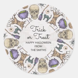 Trick or treat Halloween Favor Treat Bag Sticker