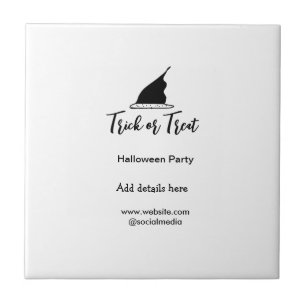 Trick or treat Halloween feest zwart pet gegevens Tegeltje