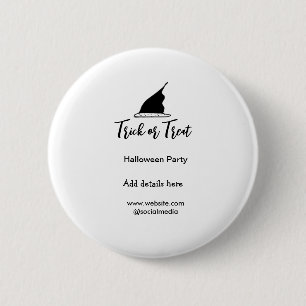 Trick or treat Halloween-feest zwarte hoed details Ronde Button 5,7 Cm