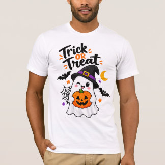 Trick or Treat Halloween Geest Pompoen Heksenhoed T-shirt