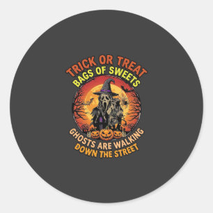 Trick Or Treat Halloween Geest Pompoen Spoken Huis Ronde Sticker