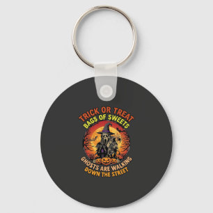 Trick Or Treat Halloween Geest Pompoen Spoken Huis Sleutelhanger