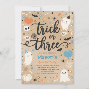 Trick or treat Halloween Ghost 3e verjaardagsfeest Kaart