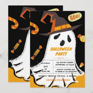 trick or treat, Halloween Ghost, Snoep Invitation Kaart